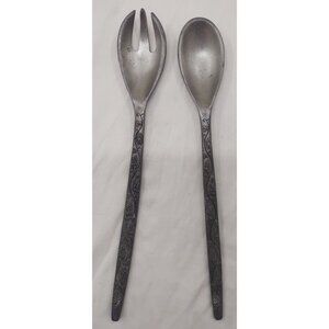 Vintage Seagull Pewter Canada Grape Pattern Salad Fork Spoon Server Set